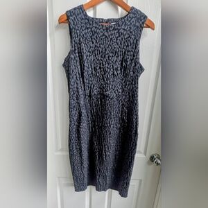 Calvin Klein Black and Gray Patterned Dress